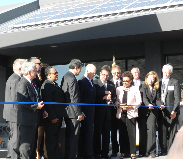 IBEW 595 celebrated the Grand Opening of the ZNE center with a ribbon cutting ceremony that included Governor Jerry Brown. Congresswoman Barbara Lee and State Senator Ellen Corbett.