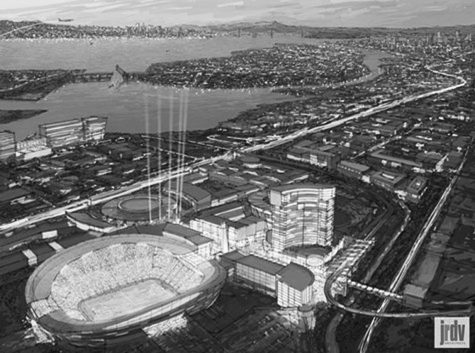 Artist's rendering of the proposed Coliseum City project