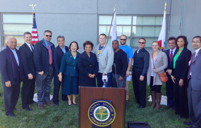 IBEW Local 595 members were recognized by Rep. Barbara Lee, Oakland Mayor Jean Quan and other officials for their contributions to the new FAA Control Tower at the Oakland Airport. 